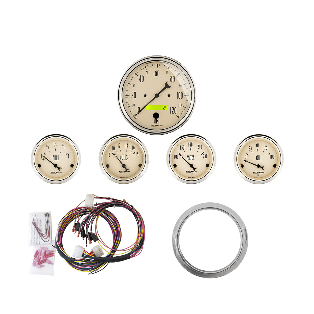 AutoMeter 7034-AB DIRECT FIT DASH KIT, CHEVY CAR 59-60, MPH/FUEL/OILP/WTMP/BAT, AB
