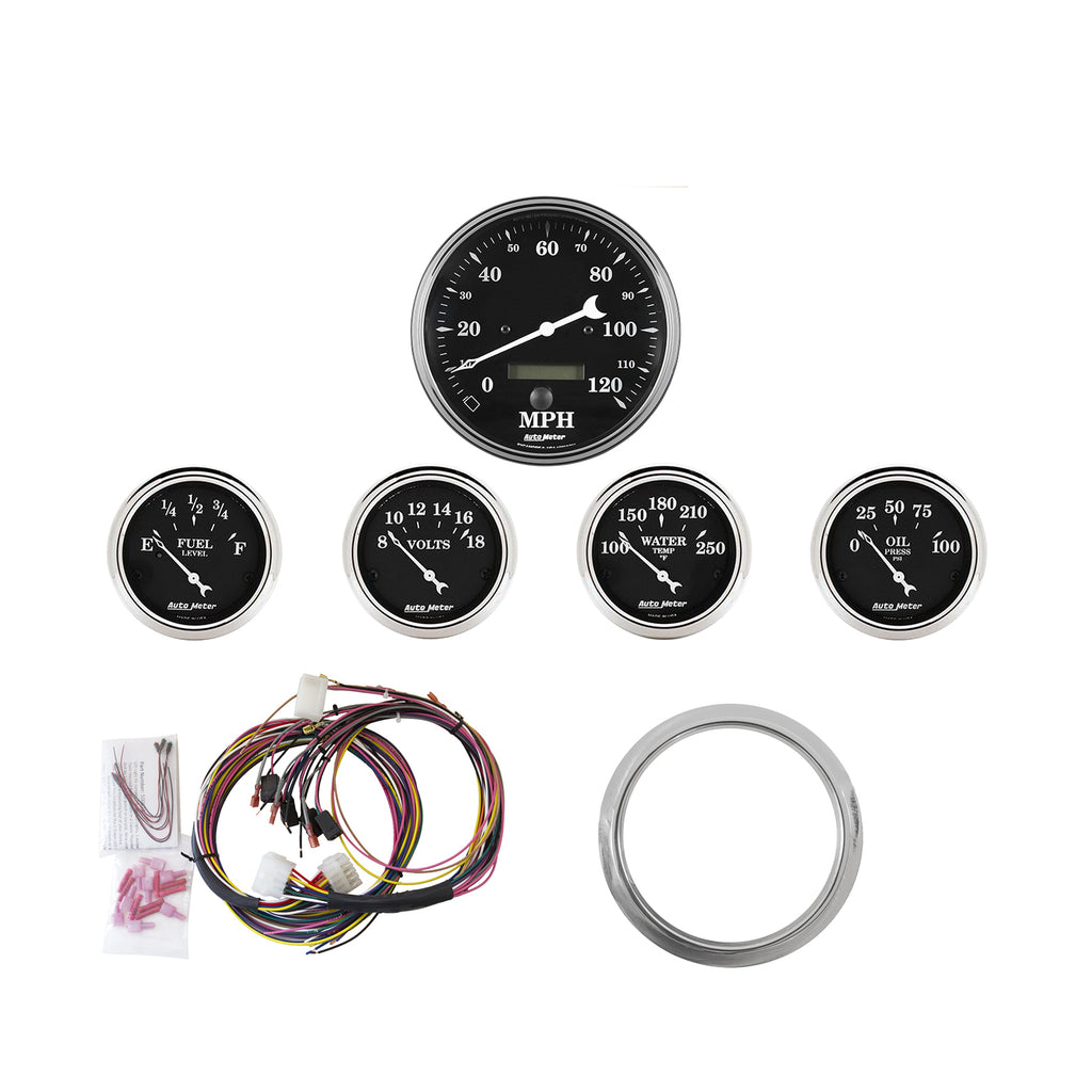 AutoMeter 7034-OTB DIRECT FIT DASH KIT, CHEVY CAR 59-60, MPH/FUEL/OILP/WTMP/BAT, OTB