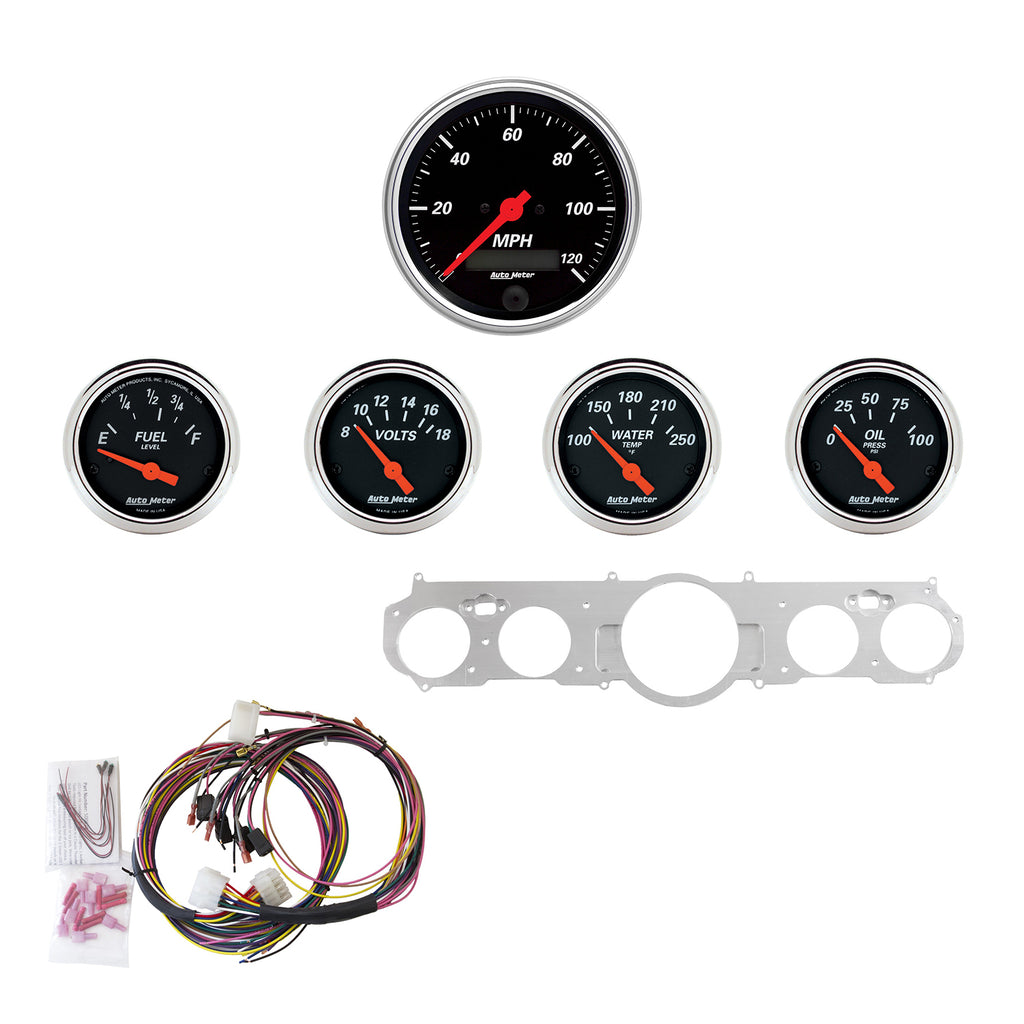 AutoMeter 7035-DB DIRECT FIT DASH KIT, MUSTANG 65-66, MPH/FUEL/OILP/WTMP/BAT, DB
