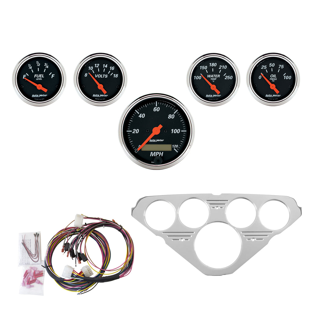 AutoMeter 7036-DB DIRECT FIT DASH KIT, CHEVY TRUCK 55-59, MPH/FUEL/OILP/WTMP/BAT, DB