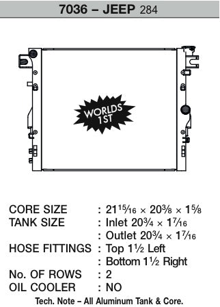 CSF Cooling - Racing & High Performance Division 7036 07-12 Jeep Wrangler (JK) Heavy Duty (AT & MT) All-Aluminum Radiator for Select Jeep Wrangler