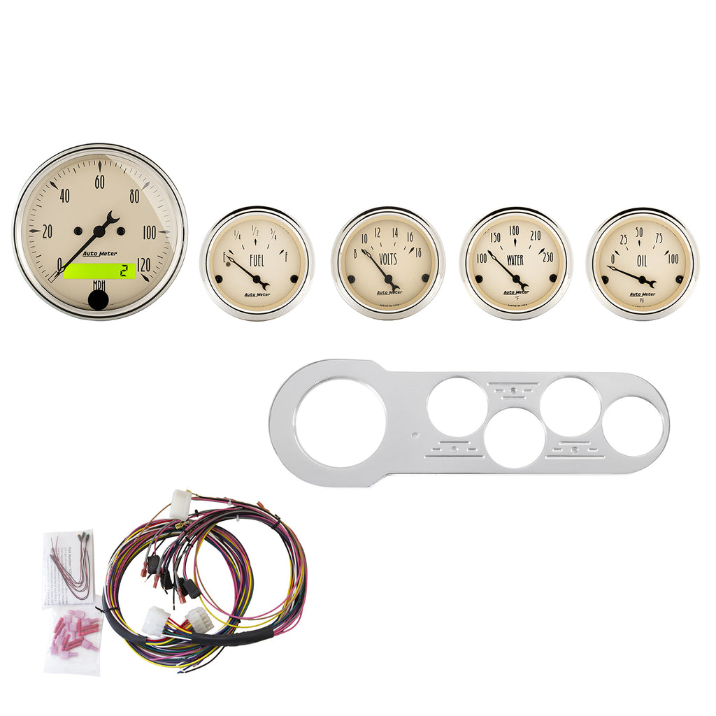 AutoMeter 7042-AB DIRECT FIT DASH KIT, CHEVY CAR 53-54, MPH/FUEL/OILP/WTMP/BAT, AB