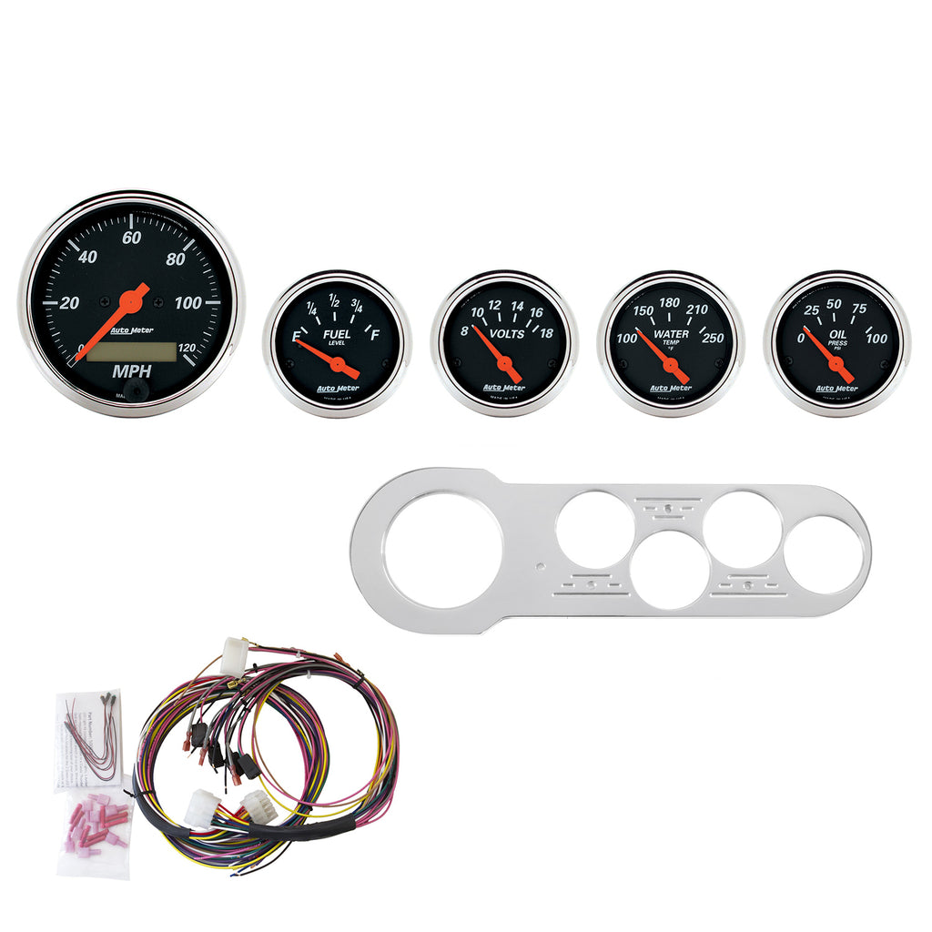 AutoMeter 7042-DB DIRECT FIT DASH KIT, CHEVY CAR 53-54, MPH/FUEL/OILP/WTMP/BAT, DB