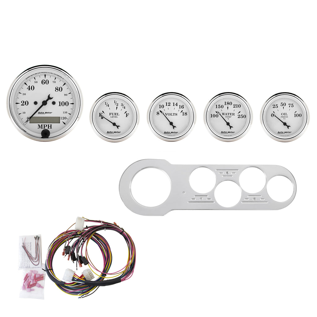 AutoMeter 7042-OTW DIRECT FIT DASH KIT, CHEVY CAR 53-54, MPH/FUEL/OILP/WTMP/BAT, OTW