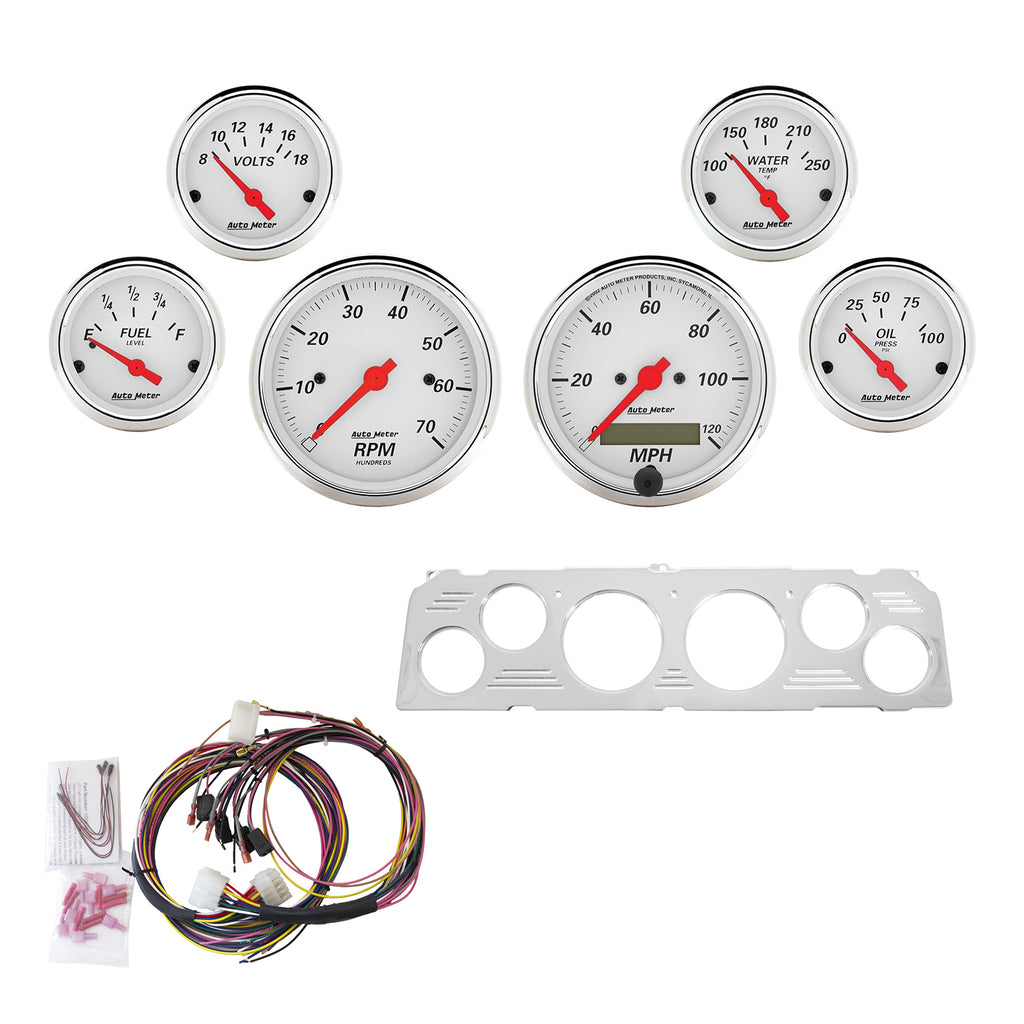 AutoMeter 7043-AW DIRECT FIT DASH KIT, CHEVY TRUCK 64-66, TACH/MPH/FUEL/OILP/WTMP/VOLT, AW