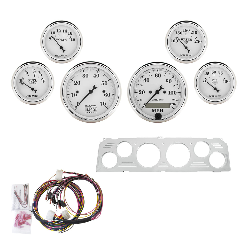 AutoMeter 7043-OTW DIRECT FIT DASH KIT, CHEVY TRUCK 64-66, TACH/MPH/FUEL/OILP/WTMP/VOLT, OTW