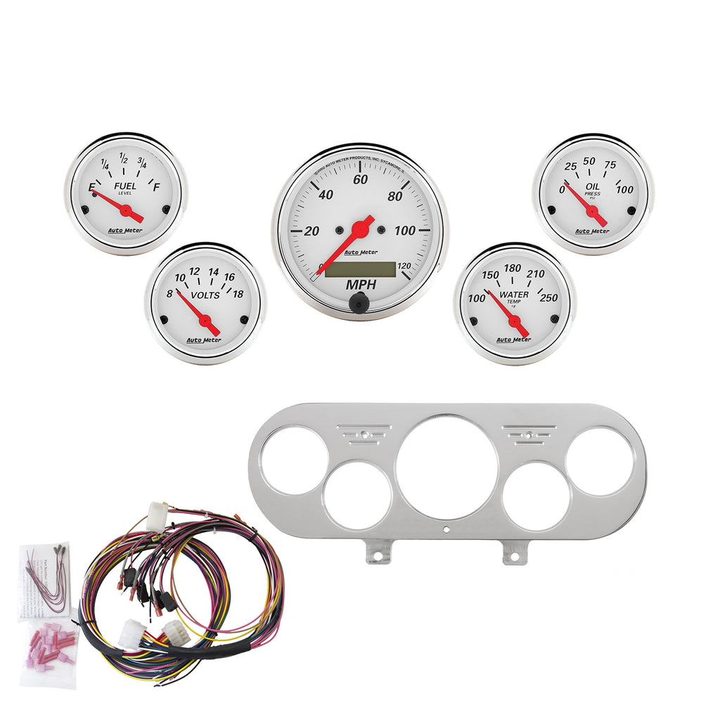 AutoMeter 7044-AW DIRECT FIT DASH KIT, NOVA 62-65, MPH/FUEL/OILP/WTMP/BAT, AW