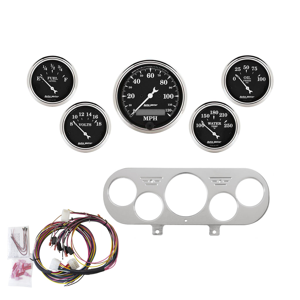 AutoMeter 7044-OTB DIRECT FIT DASH KIT, NOVA 62-65, MPH/FUEL/OILP/WTMP/BAT, OTB