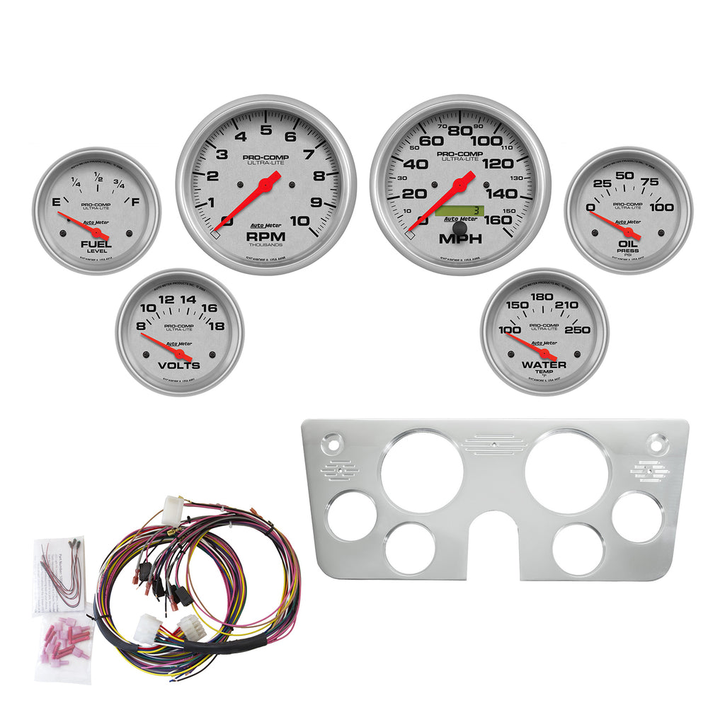 AutoMeter 7045-UL DIRECT FIT DASH KIT, CHEVY TRUCK 67-72, TACH/MPH/FUEL/OILP/WTMP/VOLT, ULTRA-LITE