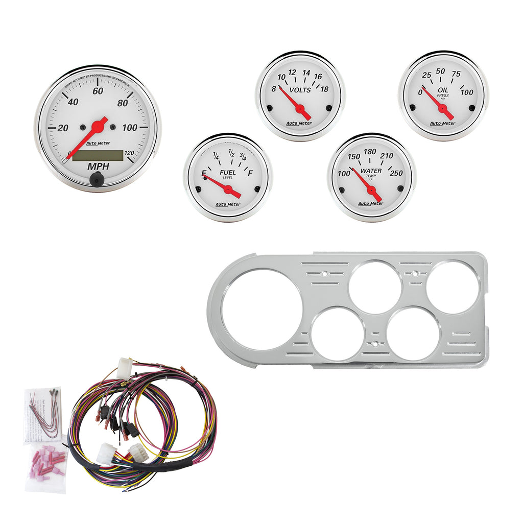 AutoMeter 7046-AW DIRECT FIT DASH KIT, FORD TRUCK 48-50, MPH/FUEL/OILP/WTMP/BAT, AW