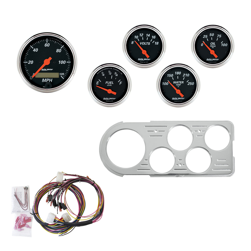 AutoMeter 7046-DB DIRECT FIT DASH KIT, FORD TRUCK 48-50, MPH/FUEL/OILP/WTMP/BAT, DB