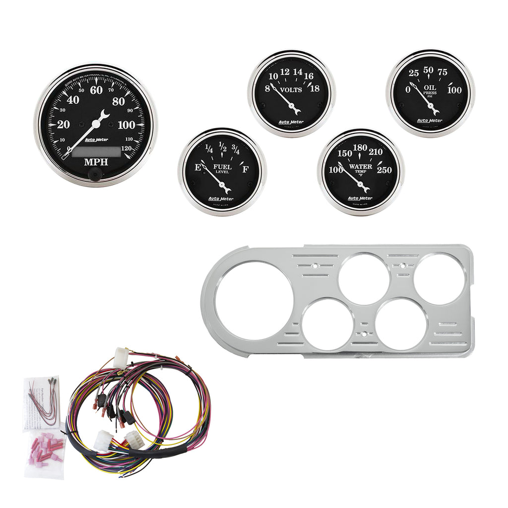 AutoMeter 7046-OTB DIRECT FIT DASH KIT, FORD TRUCK 48-50, MPH/FUEL/OILP/WTMP/BAT, OTB