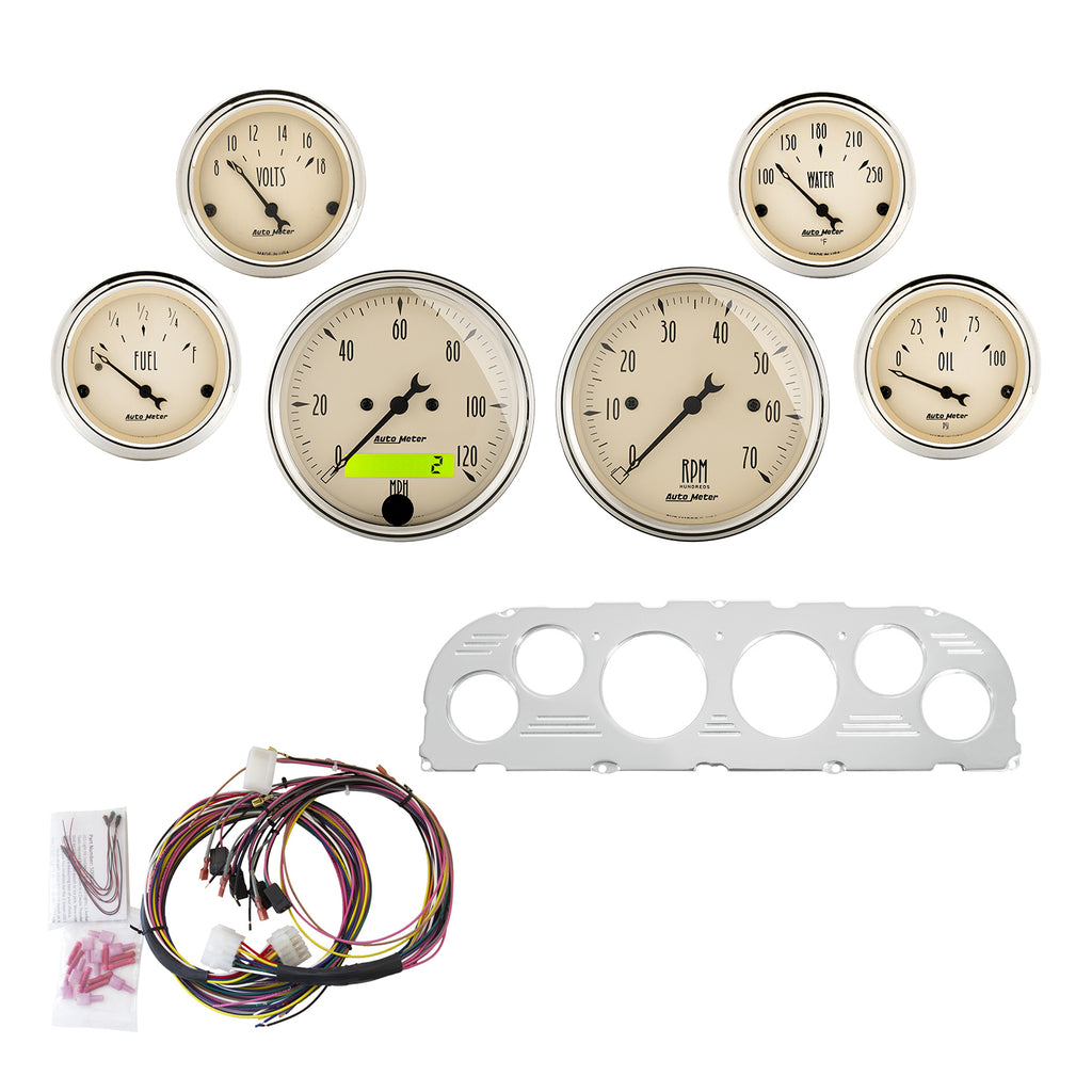 AutoMeter 7047-AB DIRECT FIT DASH KIT, CHEVY TRUCK 60-63, TACH/MPH/FUEL/OILP/WTMP/VOLT, AB