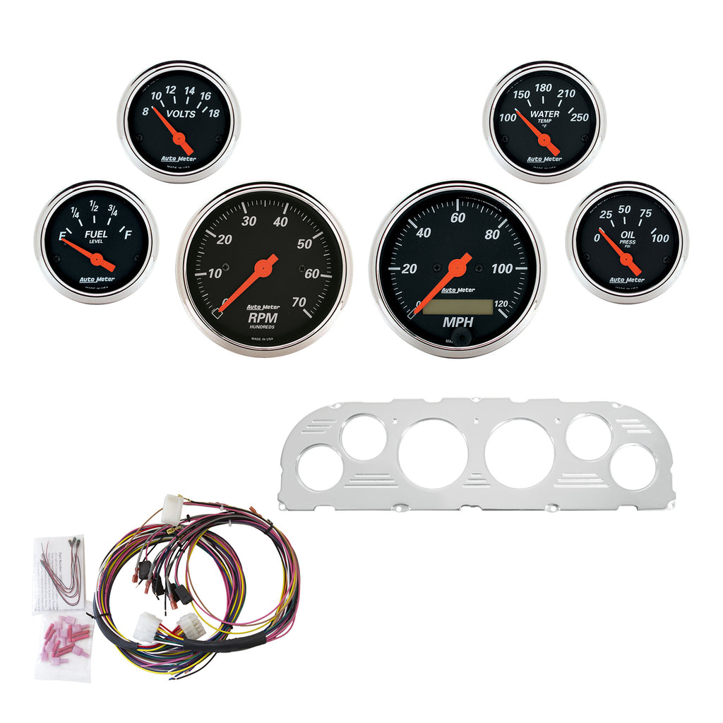 AutoMeter 7047-DB DIRECT FIT DASH KIT, CHEVY TRUCK 60-63, TACH/MPH/FUEL/OILP/WTMP/VOLT, DB