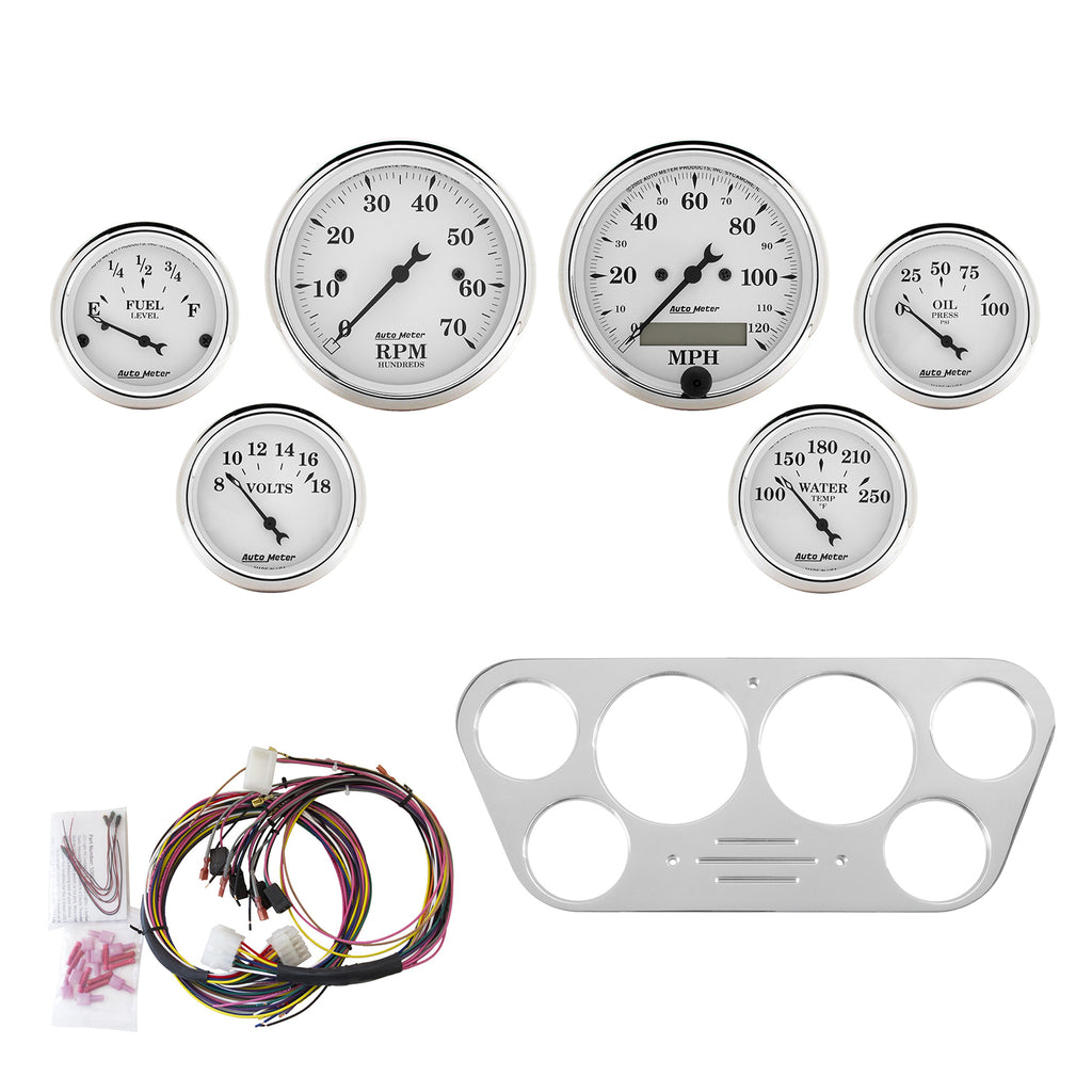 AutoMeter 7048-OTW DIRECT FIT DASH KIT, FORD TRUCK 53-55, TACH/MPH/FUEL/OILP/WTMP/VOLT, OTW