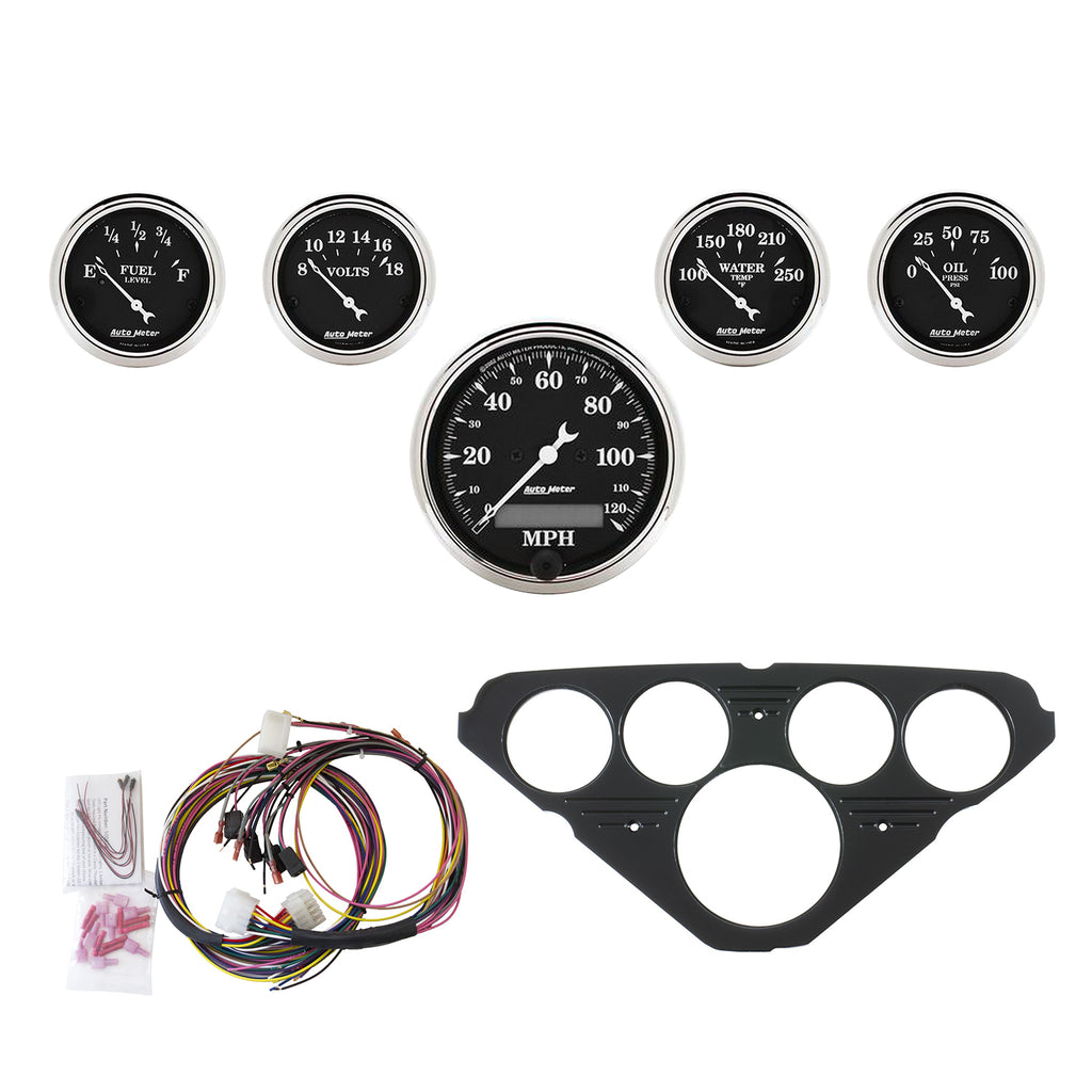 AutoMeter 7049-OTB DIRECT FIT DASH KIT, CHEVY TRUCK 55-59, MPH/FUEL/OILP/WTMP/BAT, OTB