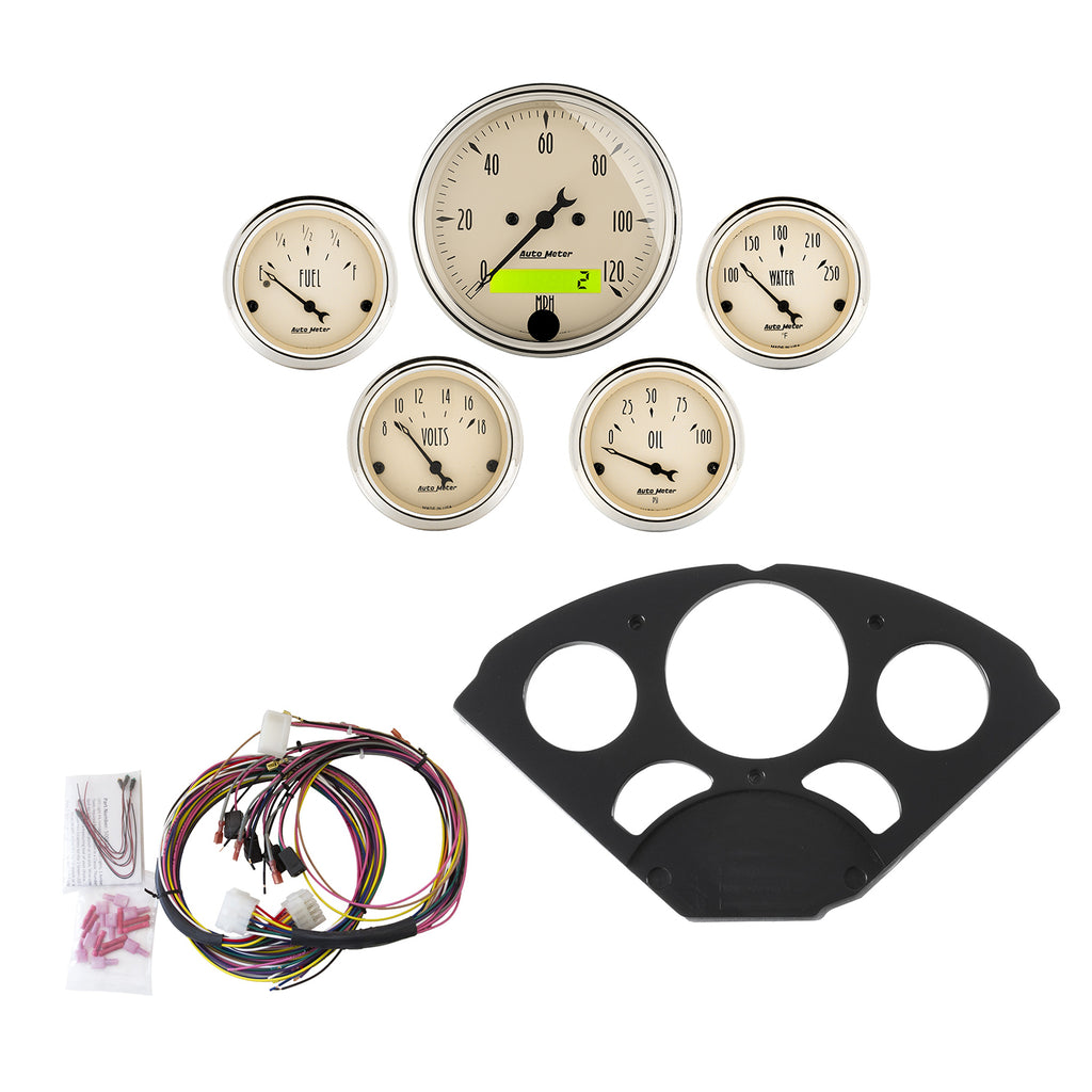 AutoMeter 7055-AB DIRECT FIT DASH KIT, CHEVY 55-56, MPH/FUEL/OILP/WTMP/BAT, AB