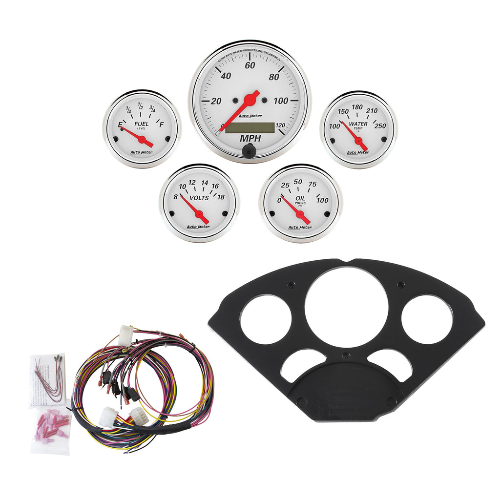 AutoMeter 7055-AW DIRECT FIT DASH KIT, CHEVY 55-56, MPH/FUEL/OILP/WTMP/BAT, AW