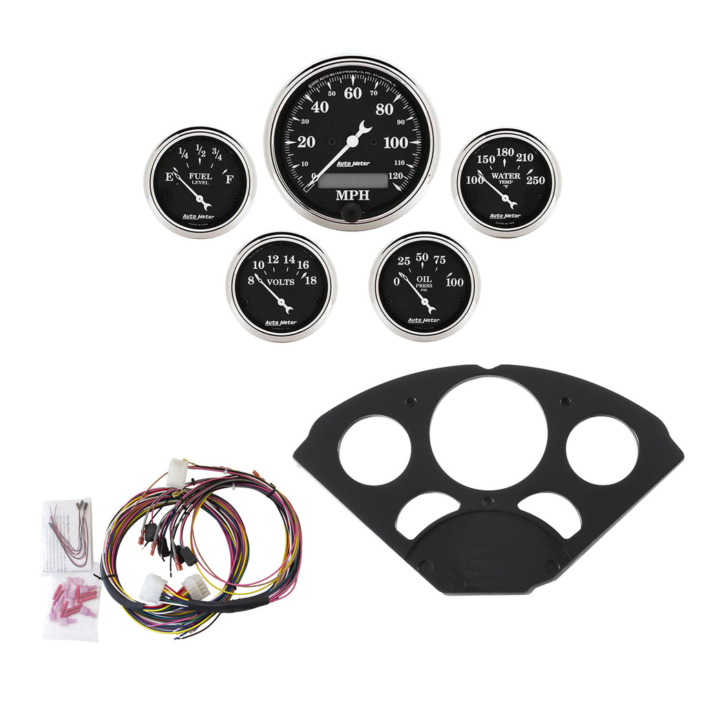 AutoMeter 7055-OTB DIRECT FIT DASH KIT, CHEVY 55-56, MPH/FUEL/OILP/WTMP/BAT, OTB