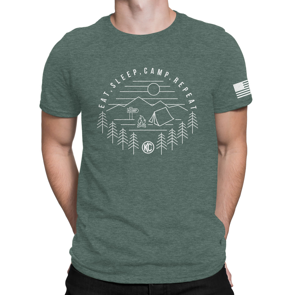 KC HiLiTES 70586 KC T-Shirt KC Eat Sleep Camp Repeat Graphic Pine Green X-Large