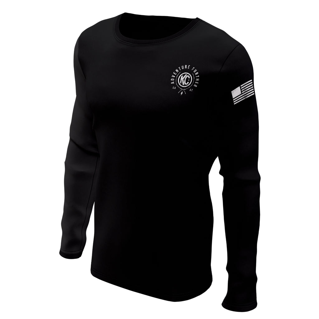 KC HiLiTES 70591 KC T-Shirt Long Sleeve Trailblazer Defy Limits Camping Graphic Black Medium