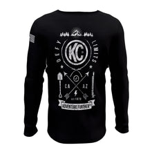 Load image into Gallery viewer, KC HiLiTES 70591 KC T-Shirt Long Sleeve Trailblazer Defy Limits Camping Graphic Black Medium