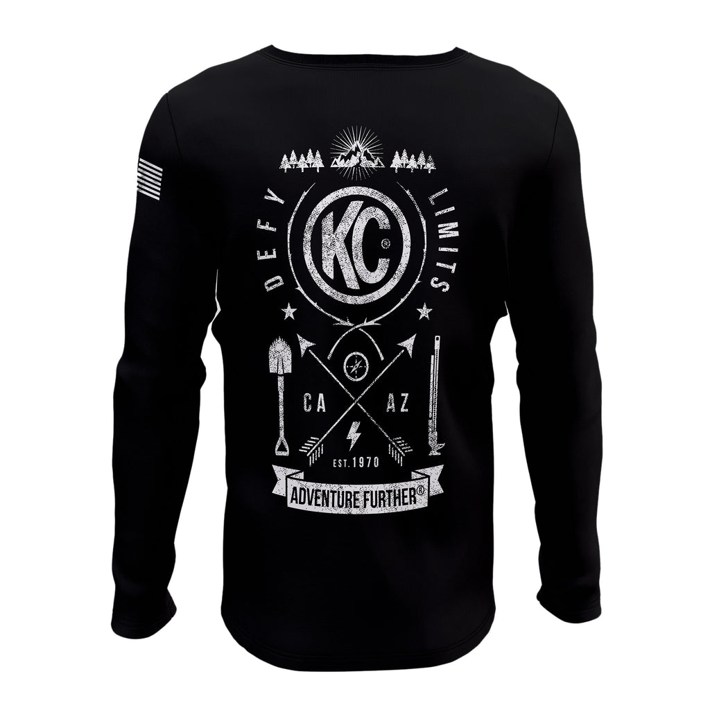 KC HiLiTES 70594 KC T-Shirt Long Sleeve Trailblazer Defy Limits Camping Graphic Black 2X-Large