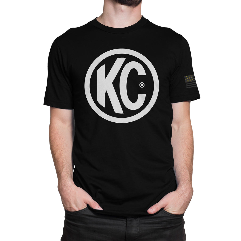KC HiLiTES 70606 KC Classic White Logo Tee Shirt - Black - Small