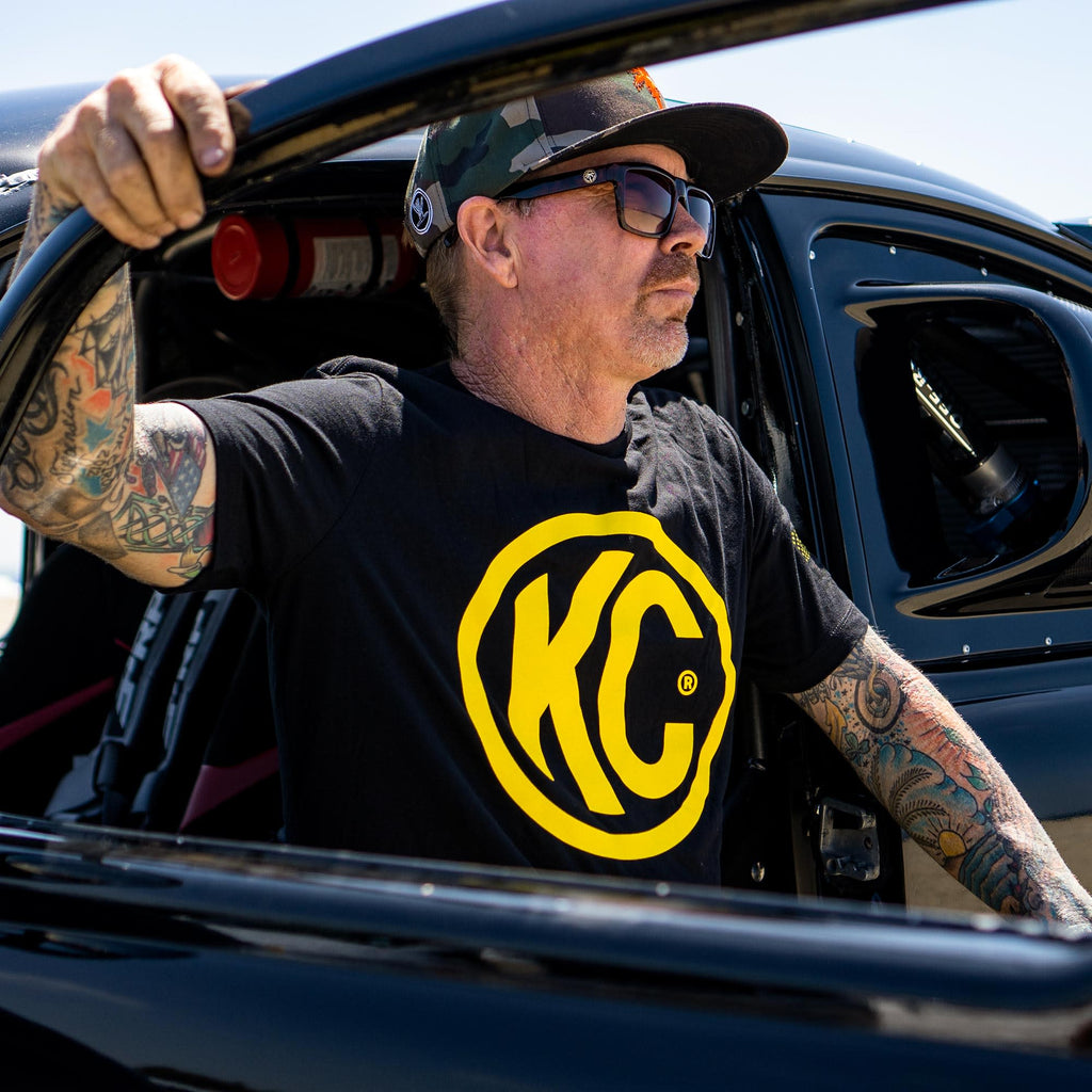 KC HiLiTES 70612 KC Classic Yellow Logo Tee Shirt - Black - Small