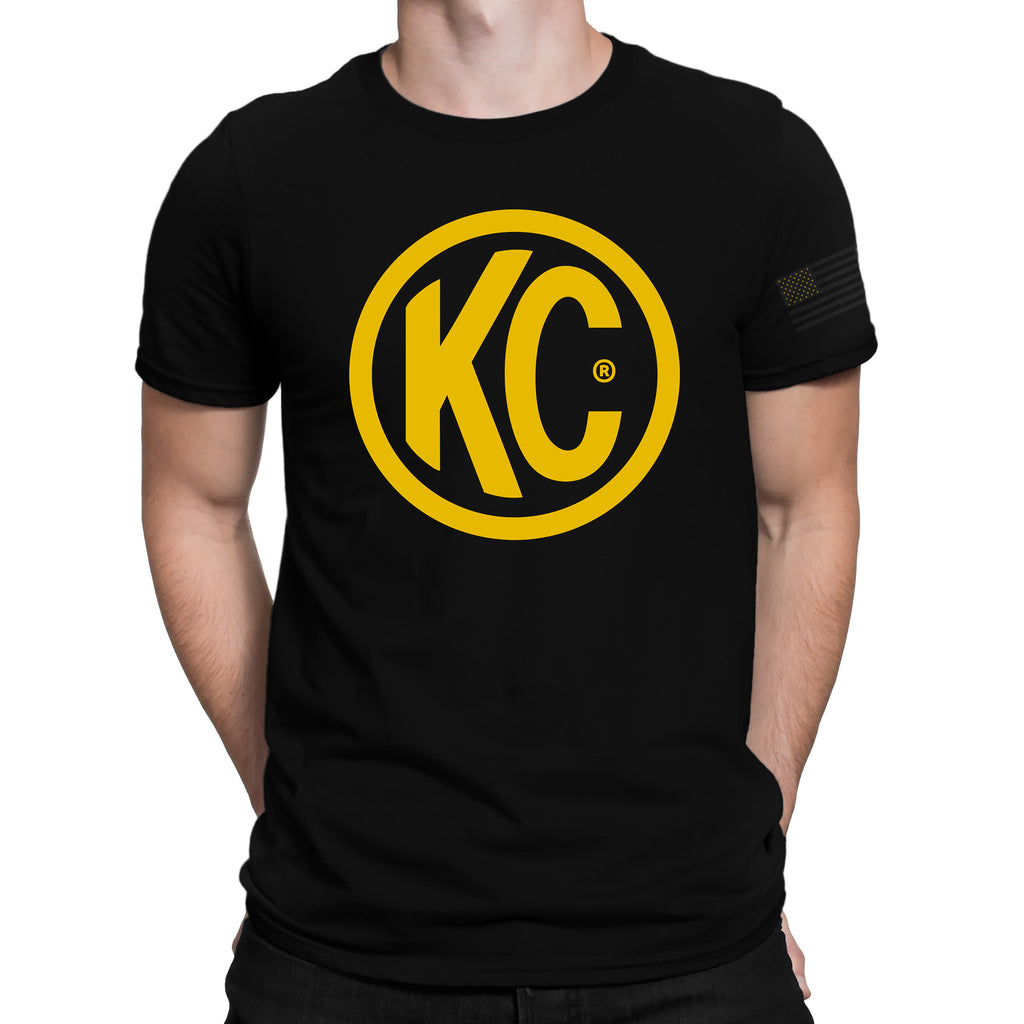 KC HiLiTES 70615 KC Classic Yellow Logo Tee Shirt - Black - X-Large