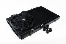 Load image into Gallery viewer, CSF Cooling - Racing &amp; High Performance Division 7075B Mitsubishi Evo 7/8/9 Full Size Slim Radiator w/ 12in SPAL Fan - Black for Select Mitsubishi Lancer