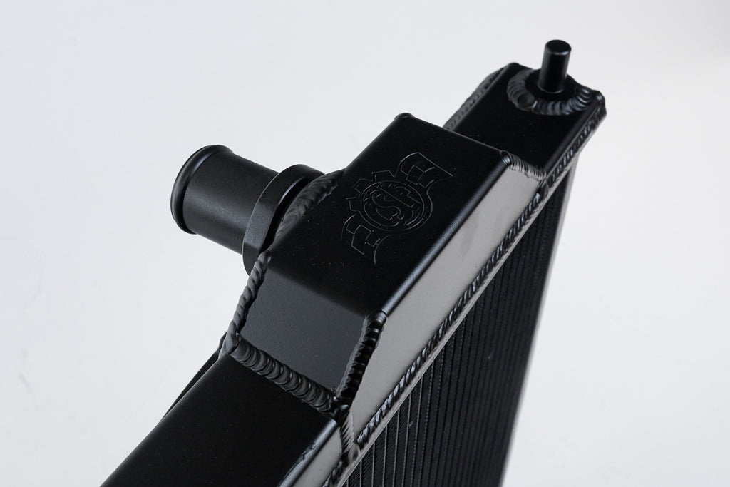 CSF Cooling - Racing & High Performance Division 7075B Mitsubishi Evo 7/8/9 Full Size Slim Radiator w/ 12in SPAL Fan - Black for Select Mitsubishi Lancer