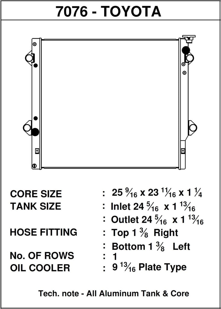 CSF Cooling - Racing & High Performance Division 7076 03-09 Toyota 4Runner / 06-14 FJ Cruiser Heavy-Duty All-Aluminum Radiator for Select Toyota 4Runner, Toyota FJ Cruiser