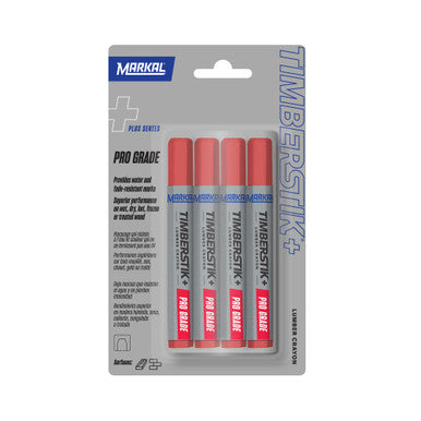Markal Markers 80602 Timberstik®+ Pro Grade Lumber Crayons, Red - 4 Pack