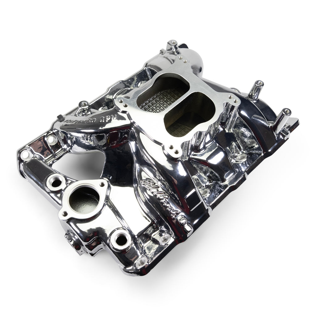 Edelbrock 7156-CP Performer RPM Pontiac 326-455 Intake Manifold, Chrome Plasma Finish