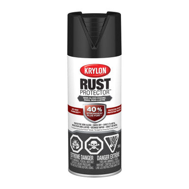 Krylon 469021 Rust Protector™ Enamel, Semi-Gloss, Black, 340 g