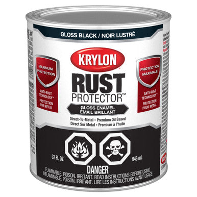 Krylon 469227 Rust Protector™ Brush On Enamel, Gloss, Black, 946 mL