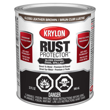 Krylon 469228 Rust Protector™ Brush On Enamel, Gloss, Leather Brown, 946 mL