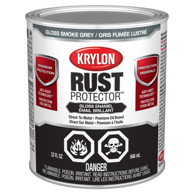 Krylon 469209 Rust Protector™ Brush On Enamel, Gloss, Smoke Gray, 946 mL