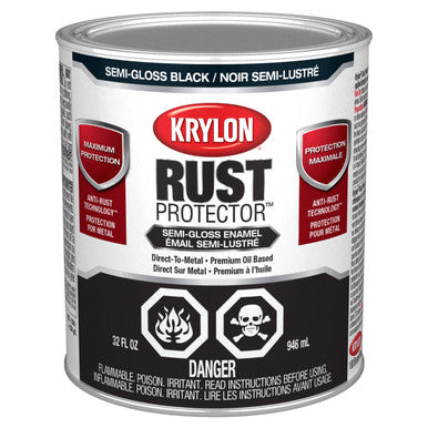 Krylon 469214 Rust Protector™ Brush On Enamel, Semi-Gloss, Black, 946 mL
