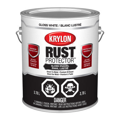 Krylon 469400 Rust Protector™ Brush On Enamel, Gloss, White, 3.78 L