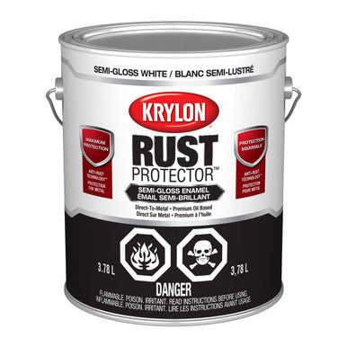 Krylon 469407 Rust Protector™ Brush On Enamel, Semi-Gloss, White, 3.78 L