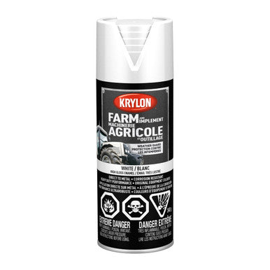 Krylon 41937 Farm & Implement Spray Paint, High Gloss, White - 340g