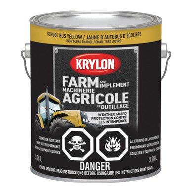 Krylon 41976 Farm & Implement Paint Brush On, High Gloss, School Bus Yellow - 3.78L