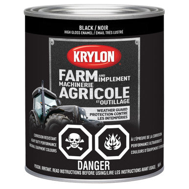 Krylon 42020 Farm & Implement Paint Brush On, High Gloss, Black - 946mL