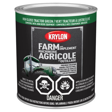 Krylon 42023 Farm & Implement Paint Brush On, High Gloss, John Deere Green - 946mL