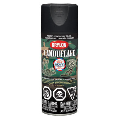 Krylon 44290 Camouflage Paint, Flat, Black - 340g