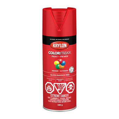 Krylon 45503 COLORmaxx Paint + Primer, Gloss, Banner Red - 340g