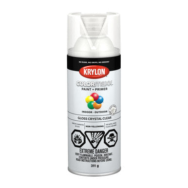 Krylon 45515 COLORmaxx Paint + Primer, Gloss, Crystal Clear - 340g