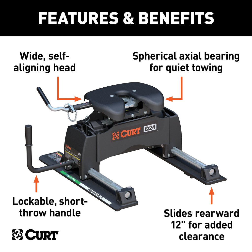 CURT 16546 CURT 16546 Q24 5th Wheel Slider Hitch for Short Bed Trucks; 24;000 lbs - Truck Part Superstore